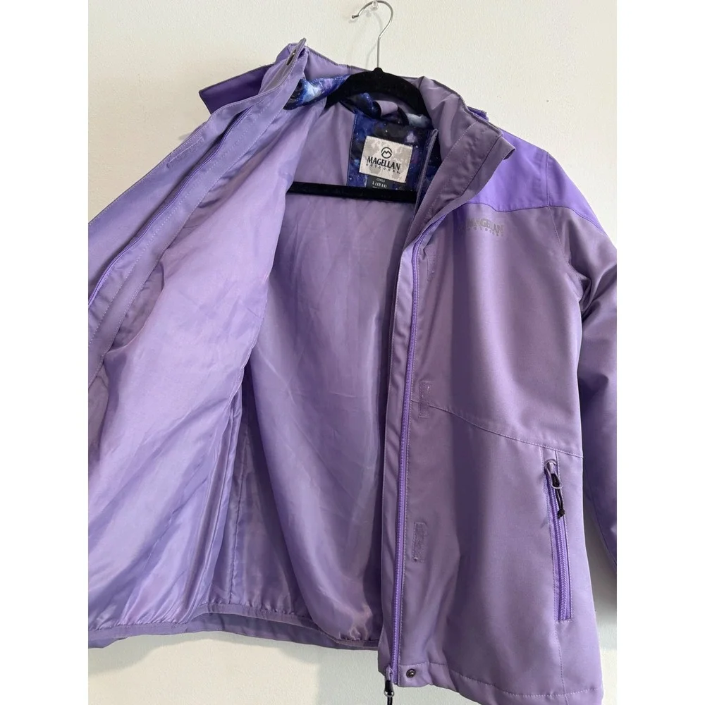 Magellan Outdoors Winter Jacket Girls L 12-14 Purple Insulated Galaxy Lining